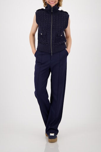 Monari night blue knitted tweed waistcoat with sequins 809107