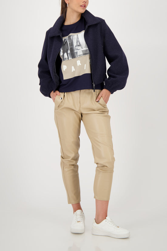 Monari lightweight jacket with shirt collar in night blue 809160