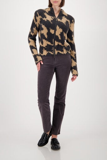 Monari Houndstooth Cardigan in a Cotton Blend with Stand-up Collar 809540