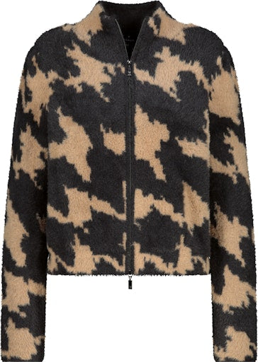 Monari Houndstooth Cardigan in a Cotton Blend with Stand-up Collar 809540