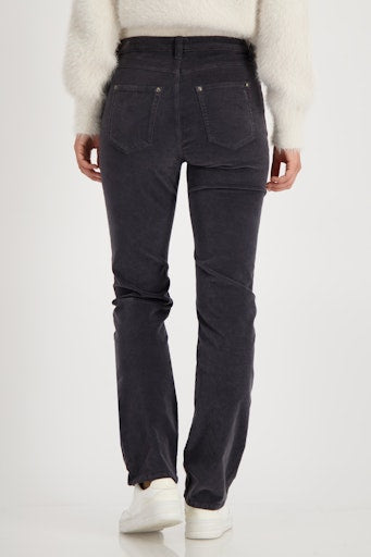 Monari Grey Velour Trousers with Straight Leg, Cotton Blend 809694