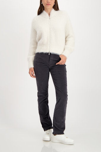 Monari Grey Velour Trousers with Straight Leg, Cotton Blend 809694