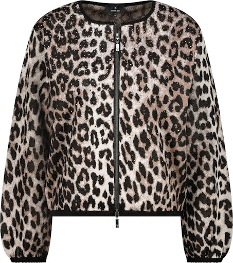 新品　Cardigan Jacket Animal Print Wishlist Leopard Animal Print Front Pocketed Open Front Knit