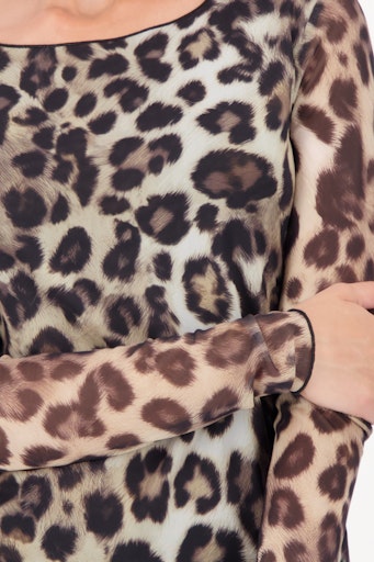 Monari Animal Print Long Sleeve Mesh Top 809519