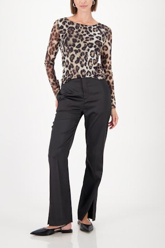 Monari Animal Print Long Sleeve Mesh Top 809519