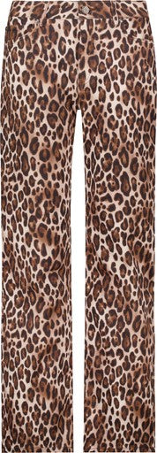 Monari Hazelnut Animal Print Wide Leg Jeans Stretch Cotton 5 Pocket
