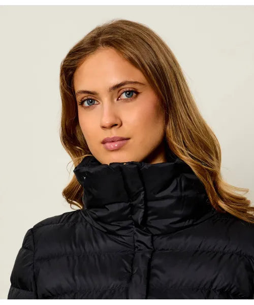 Max Mara Weekend Black Belted Down Jacket with High Collar