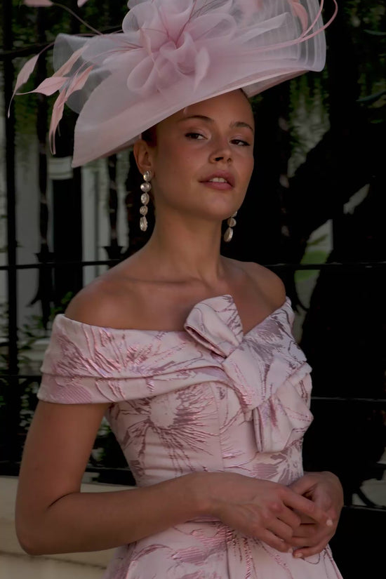 Couture Club Printed Brocade Dress in Chalk Rose 1G43