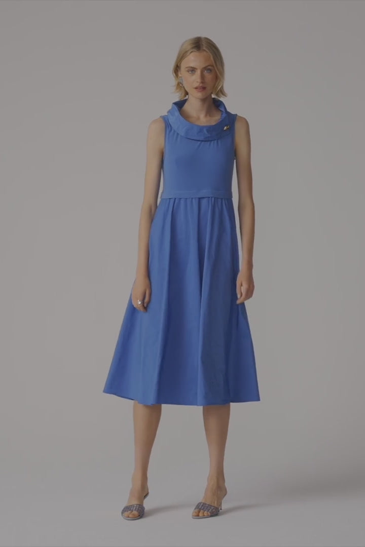 Joseph Ribkoff Blue Silky Knit And Memory Fit and Flare Dress With Sha -  Jane Young