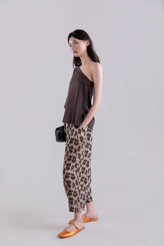 Psophia Animal Print Savanna Shadow Slouchy Pants with Pleats