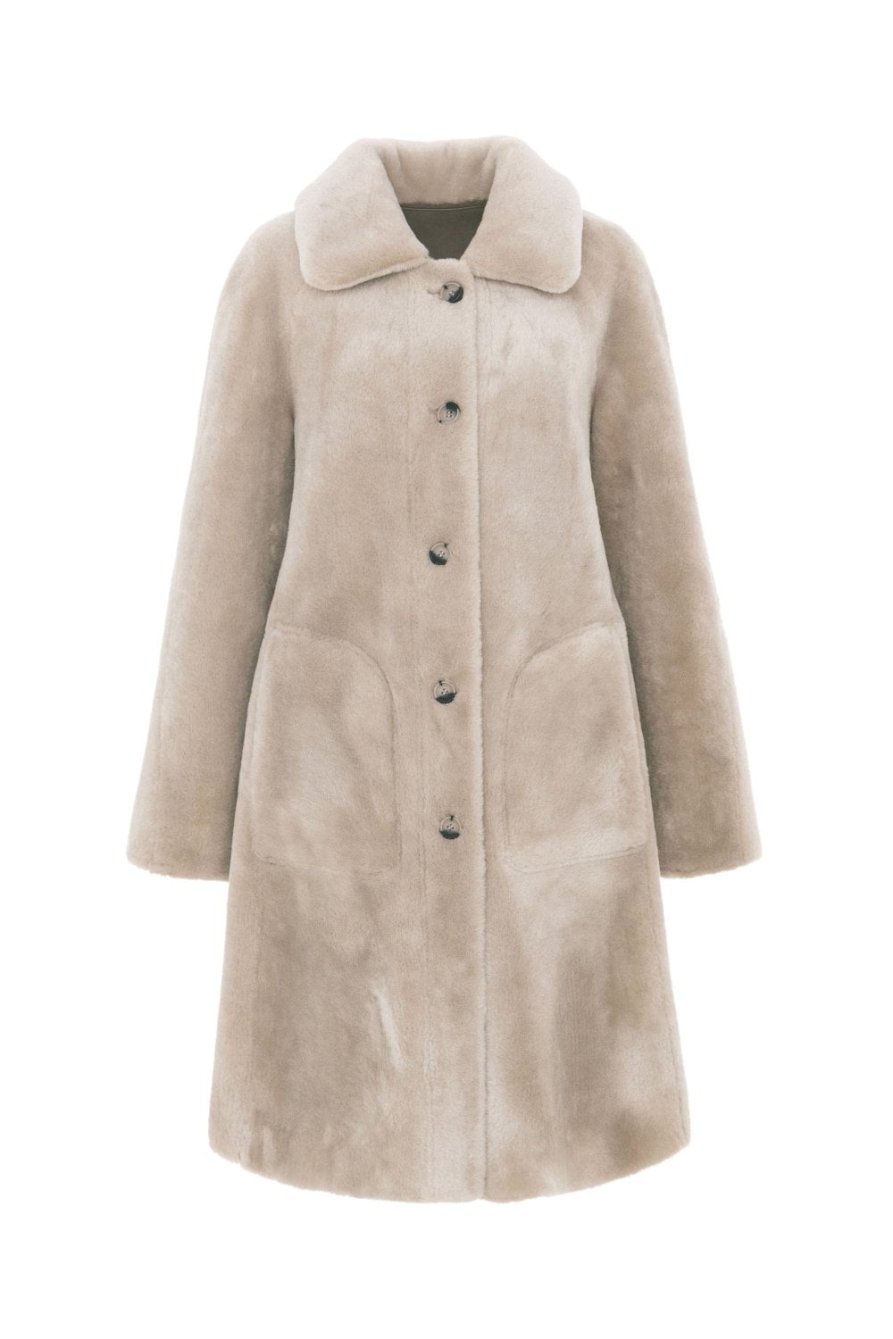 Urbancode Merino Suedette Reversible Swing Coat in Cream Taupe