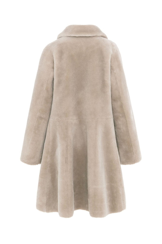 Urbancode Merino Suedette Reversible Swing Coat in Cream Taupe