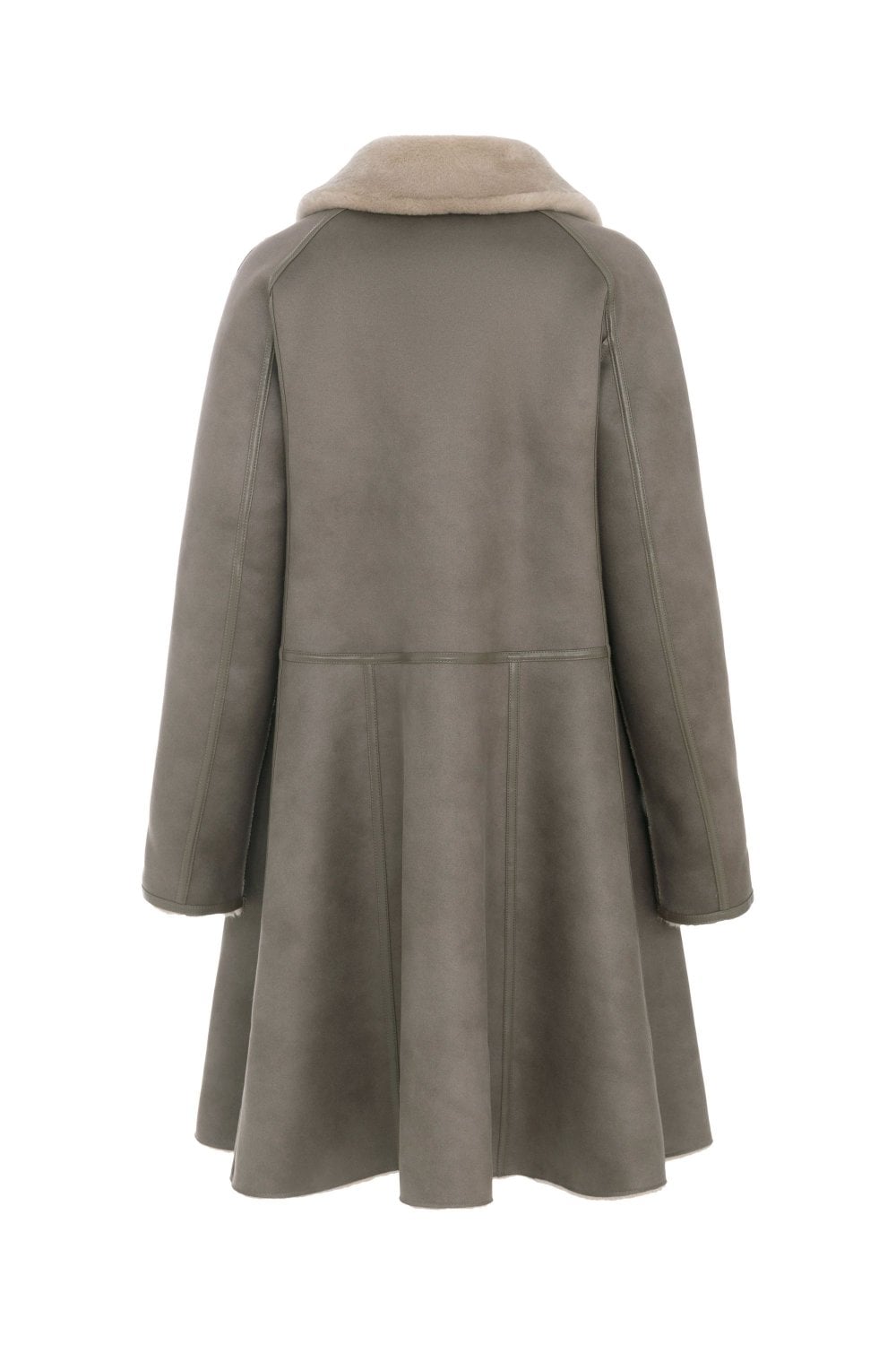 Urbancode Merino Suedette Reversible Swing Coat in Cream Taupe