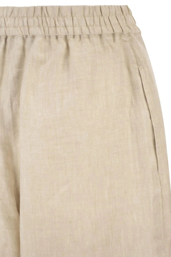Max Mara Weekend Ecru Wide Leg Linen Trousers