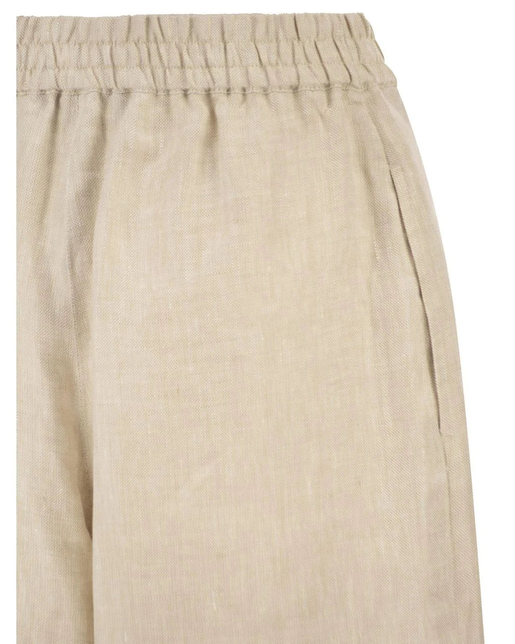 Max Mara Weekend Ecru Wide Leg Linen Trousers