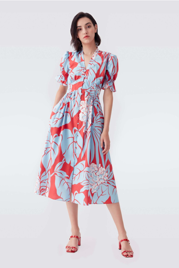 Jane-Young-Wedding-guest DVF Palm Print