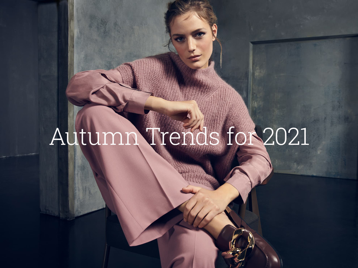 Jane young, trends for Autumn, model wearing a dusty pink outfit by Luisa Cerano