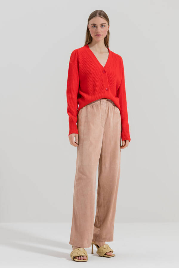 Luisa Cerano Red chunky knit cardigan