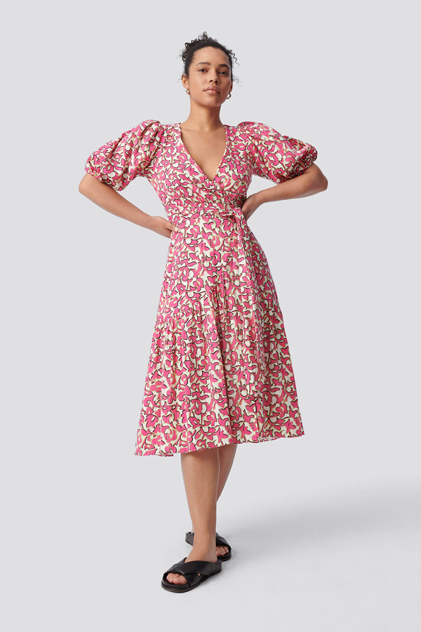 DVF Elektra dress, floral wrap dress with puff sleeves. Garden party dress