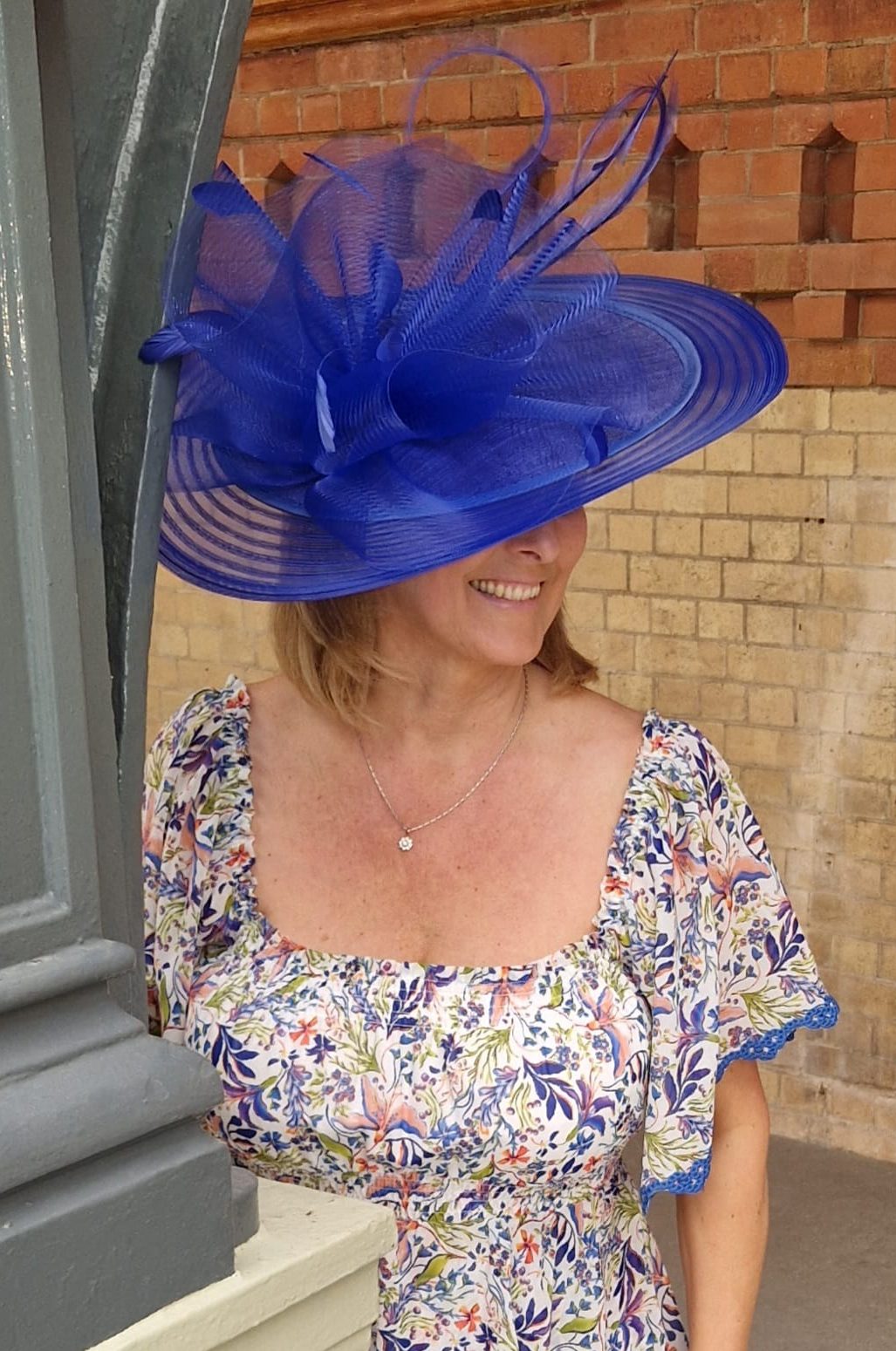 cobalt blue hat for a wedding or occasion wear