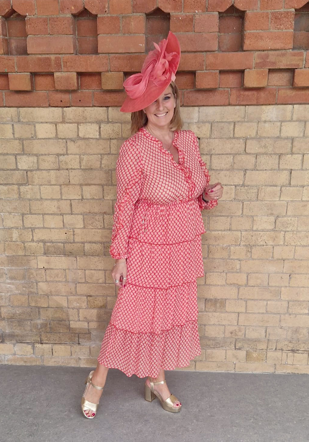 Marccain pink layered dress for wedding guest or garden party