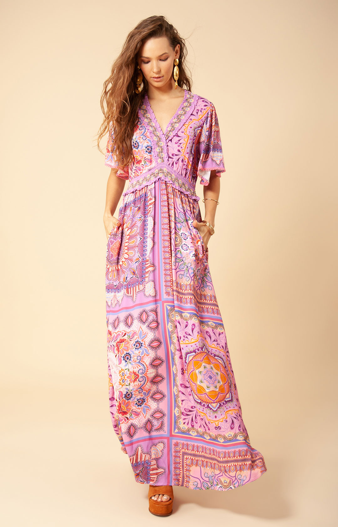 Pink patterned dress from Hale Bob