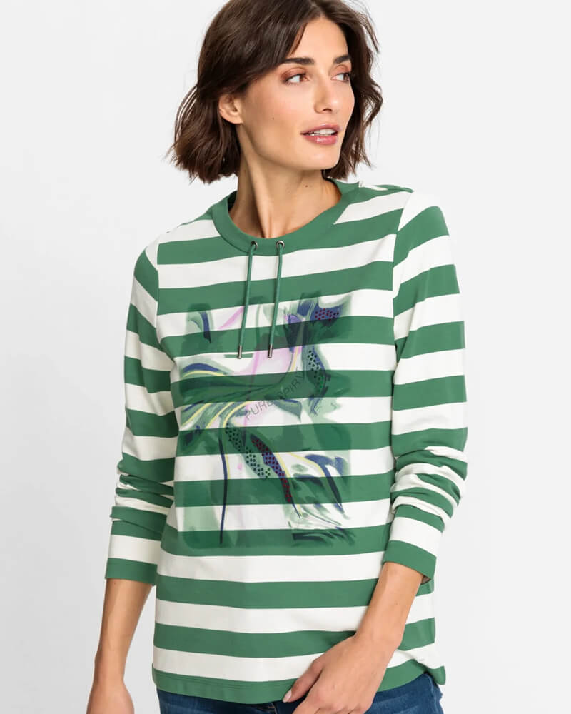 Green striped Olsen jersey sweater