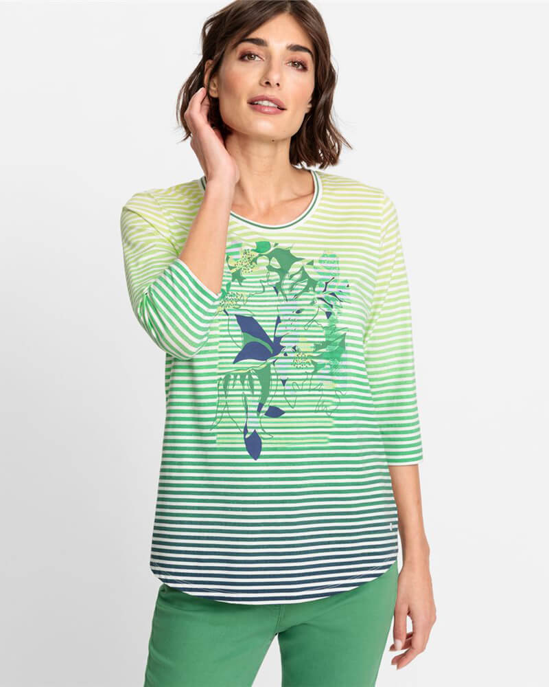 Pure Spirit green striped t-shirt from Olsen