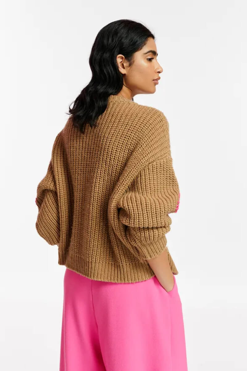 Essentiel Antwerp camel knit sweater Eschew back view