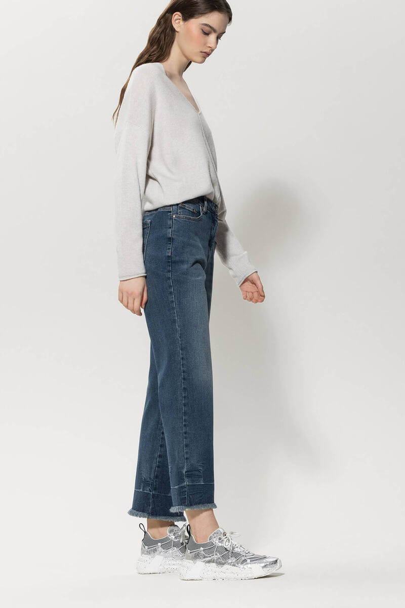 Luisa Cerano bootcut crop jeans blue denim