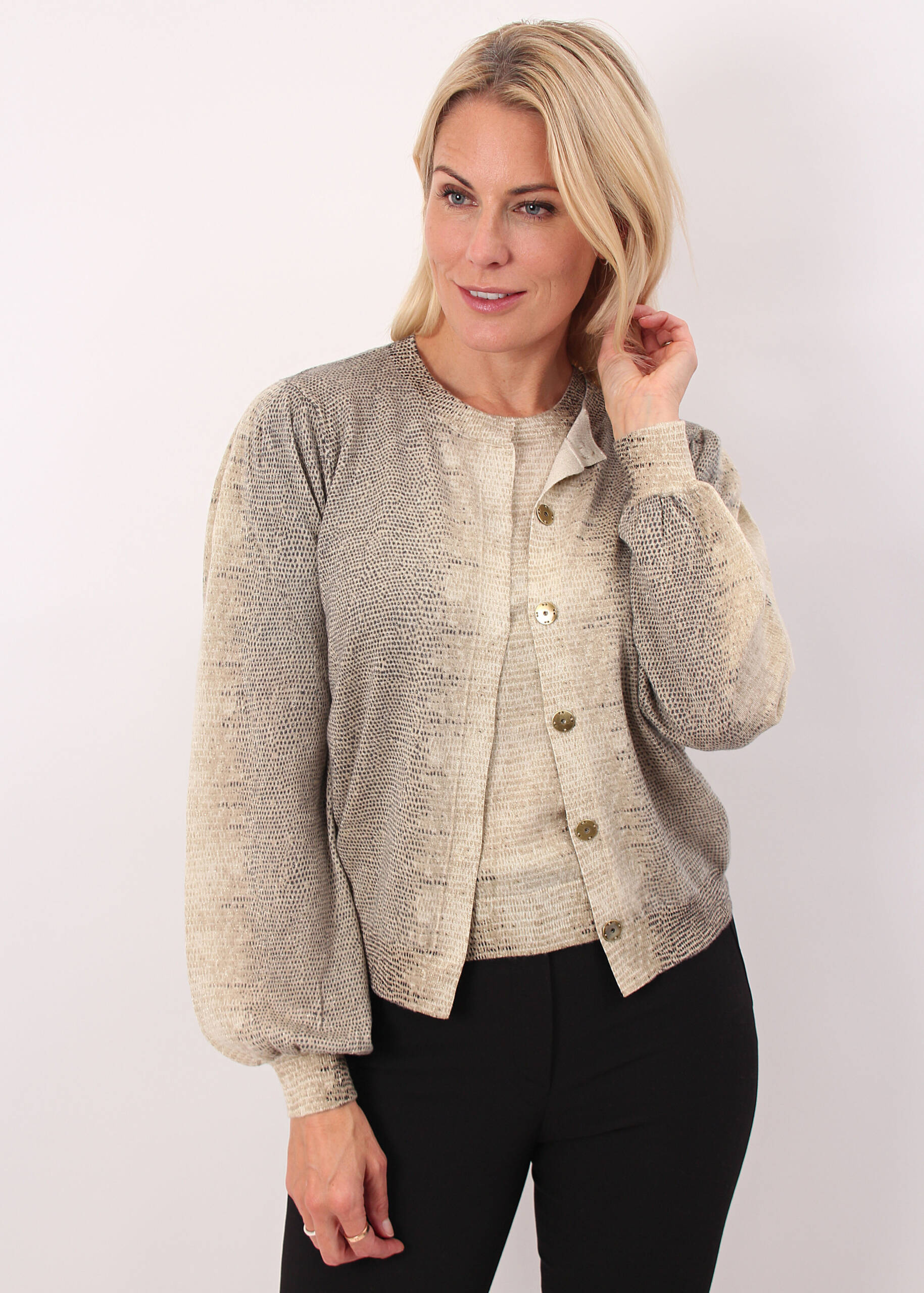 TWINSET metallic-threading ribbed cardi-coat - Neutrals
