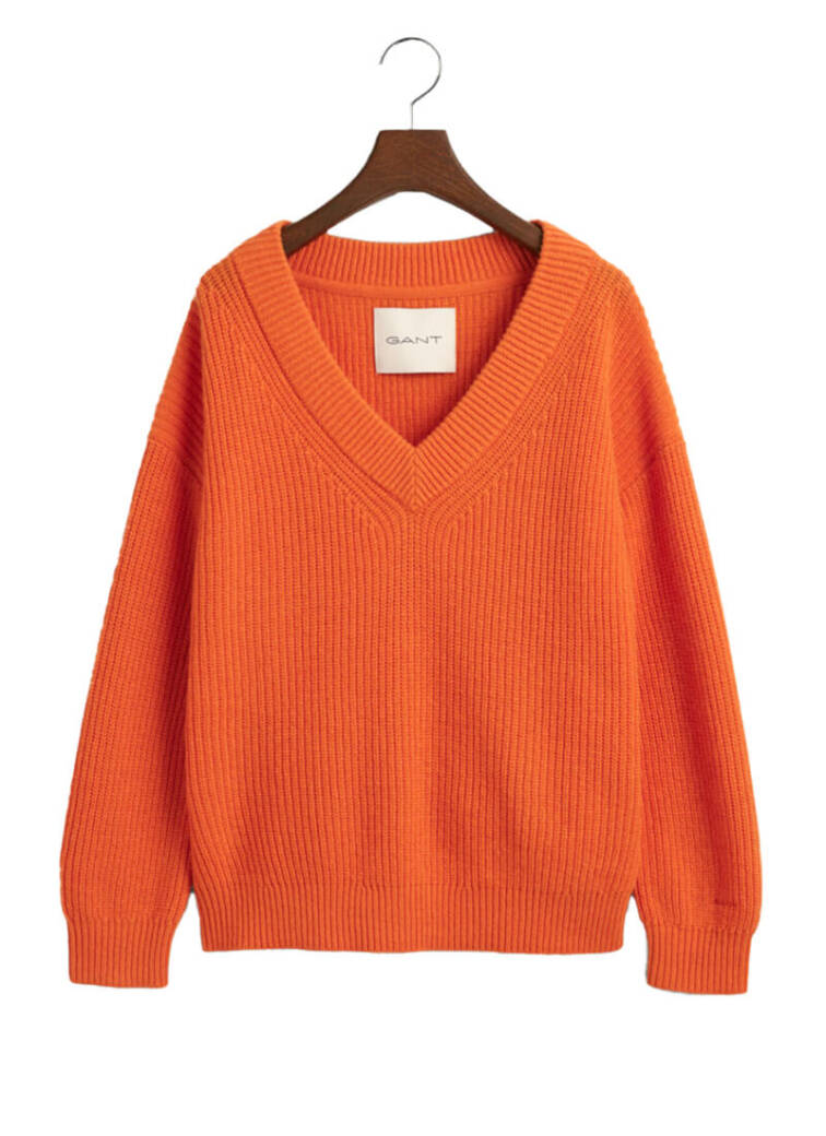 Gant orange wool rib knit sweater and jumper.
