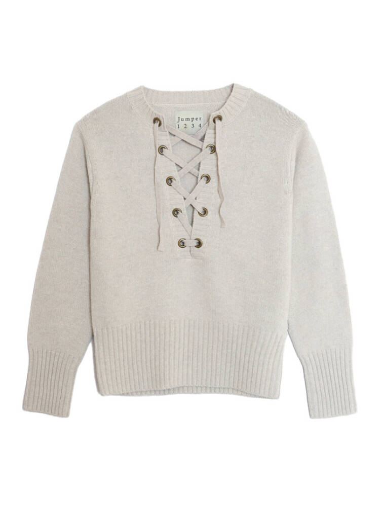 Jumper 1234 lace up jumper in cream