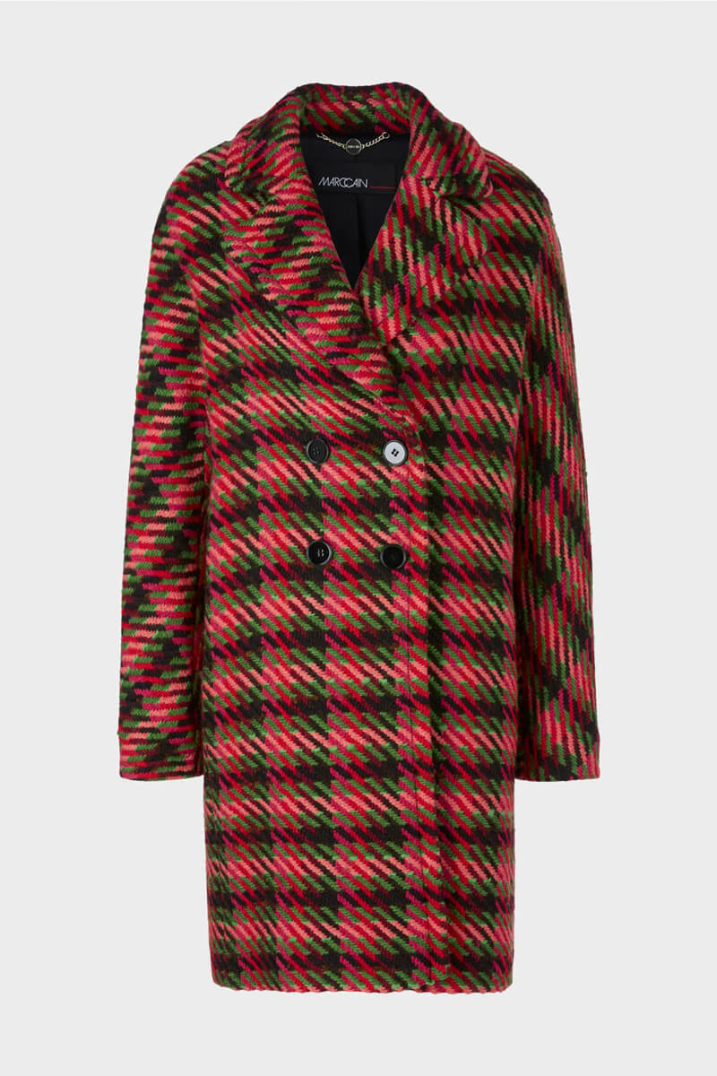 Marc Cain clothing Kimono sleeve wool checked coat