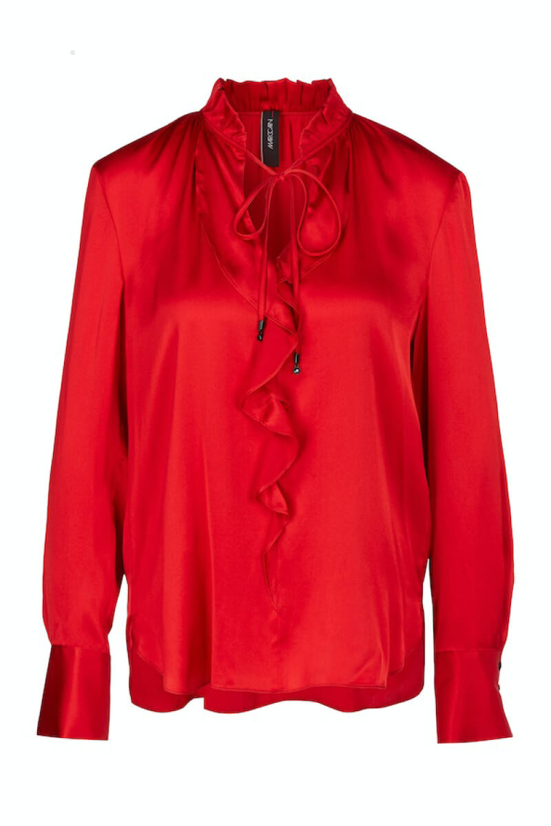 Marc cain Silk blouse with ruffles and flounce