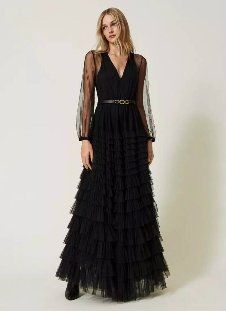 Twinset chiffon sleeve tiered skirt party dress from Twinset