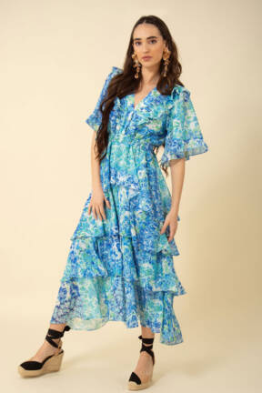 Jane Young Hale Bob Peyton blue tiered dress 3YNG 644A