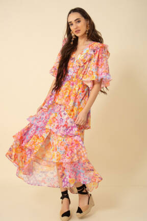Jane Young Hale Bob Peyton coral tiered dress