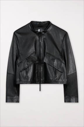 Black Leather bomber jacket from Luisa Cerano