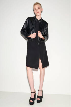 Black leather bomber jacket Luisa Cerano SS24