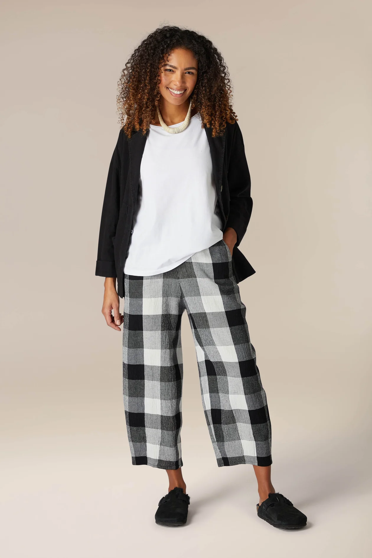 Sahara crinkle grid check trousers GRP5167 CRGC