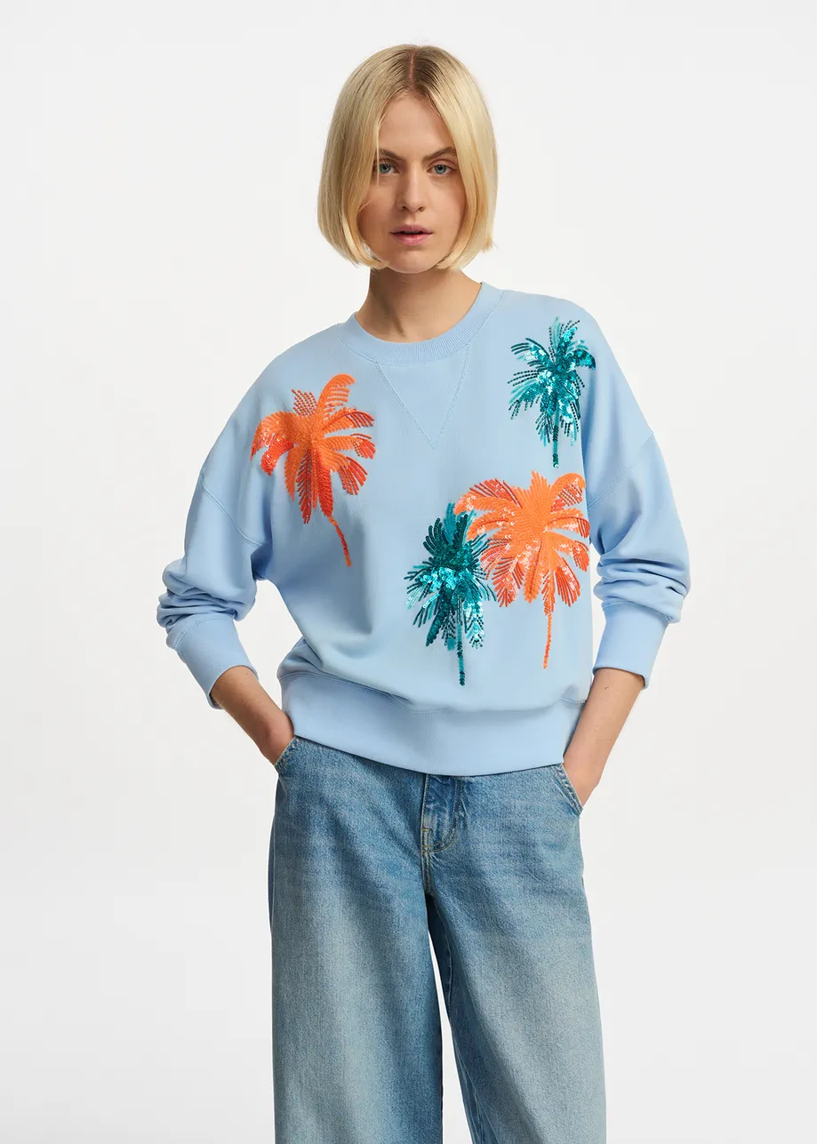 Essentiel Antwerp sequin palm tree sweatshirt Fuze