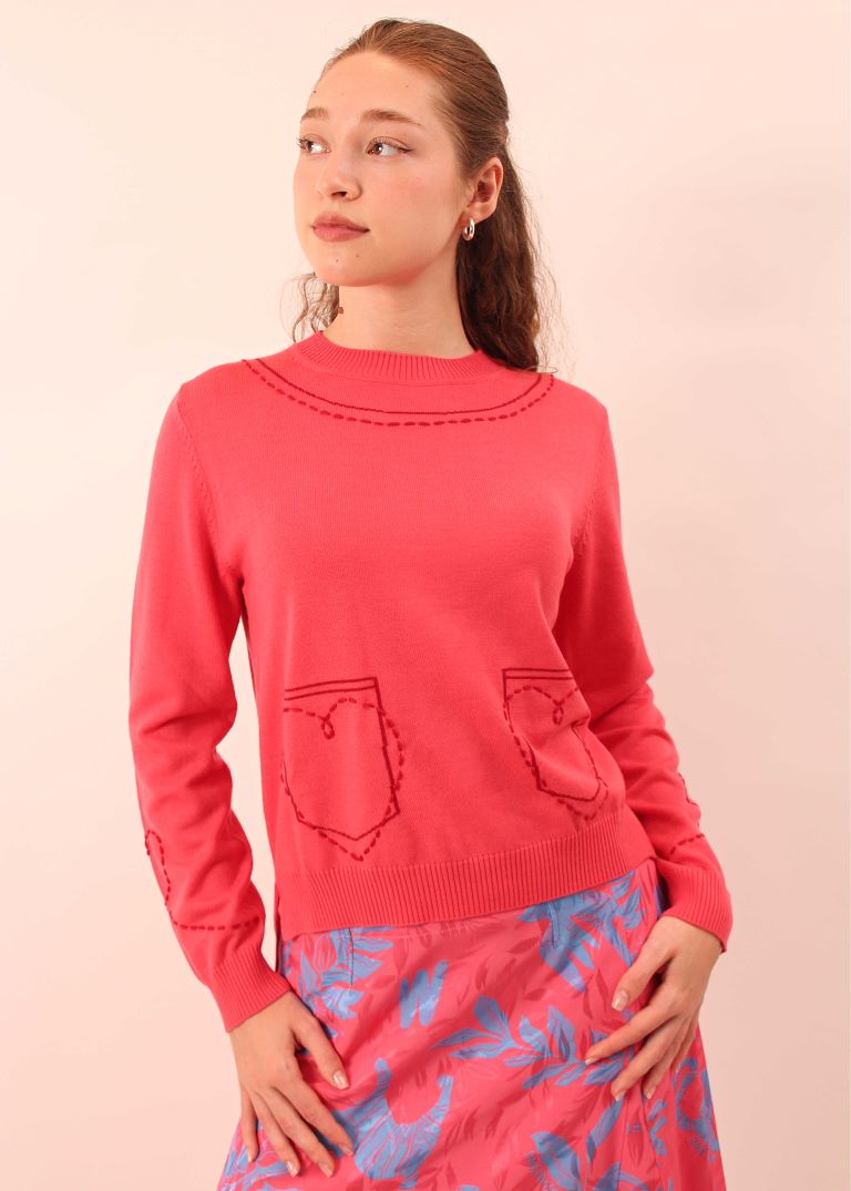 Moschino Jeans embroidered hearts sweater 242K10913 Jane Young