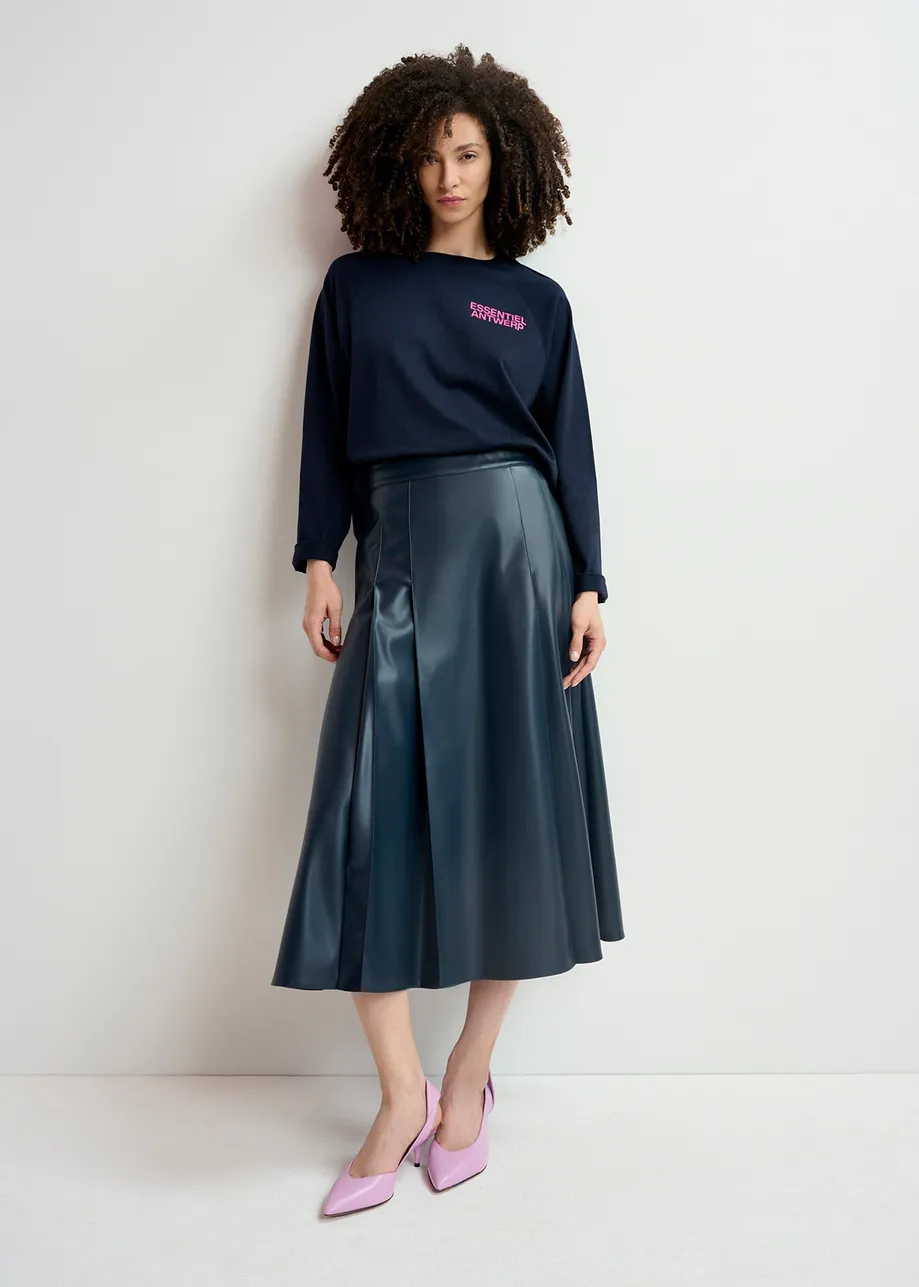 Faux leather midi skirt uk sale