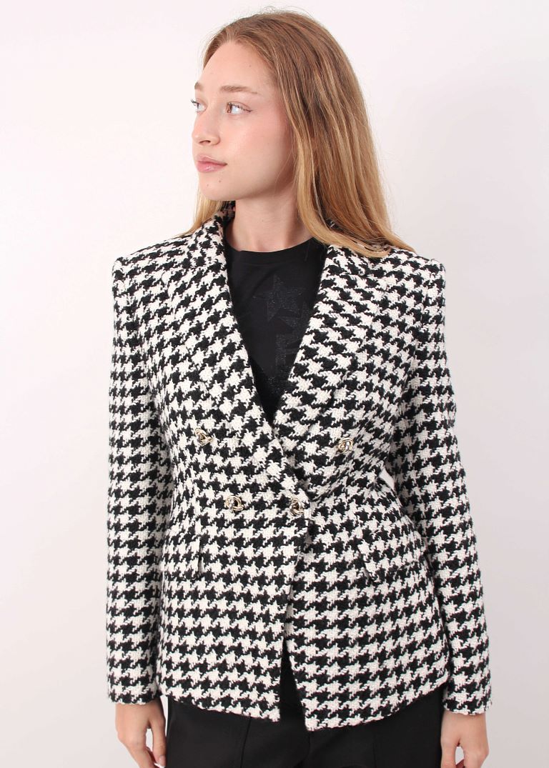 Black and white dogtooth jacket deals