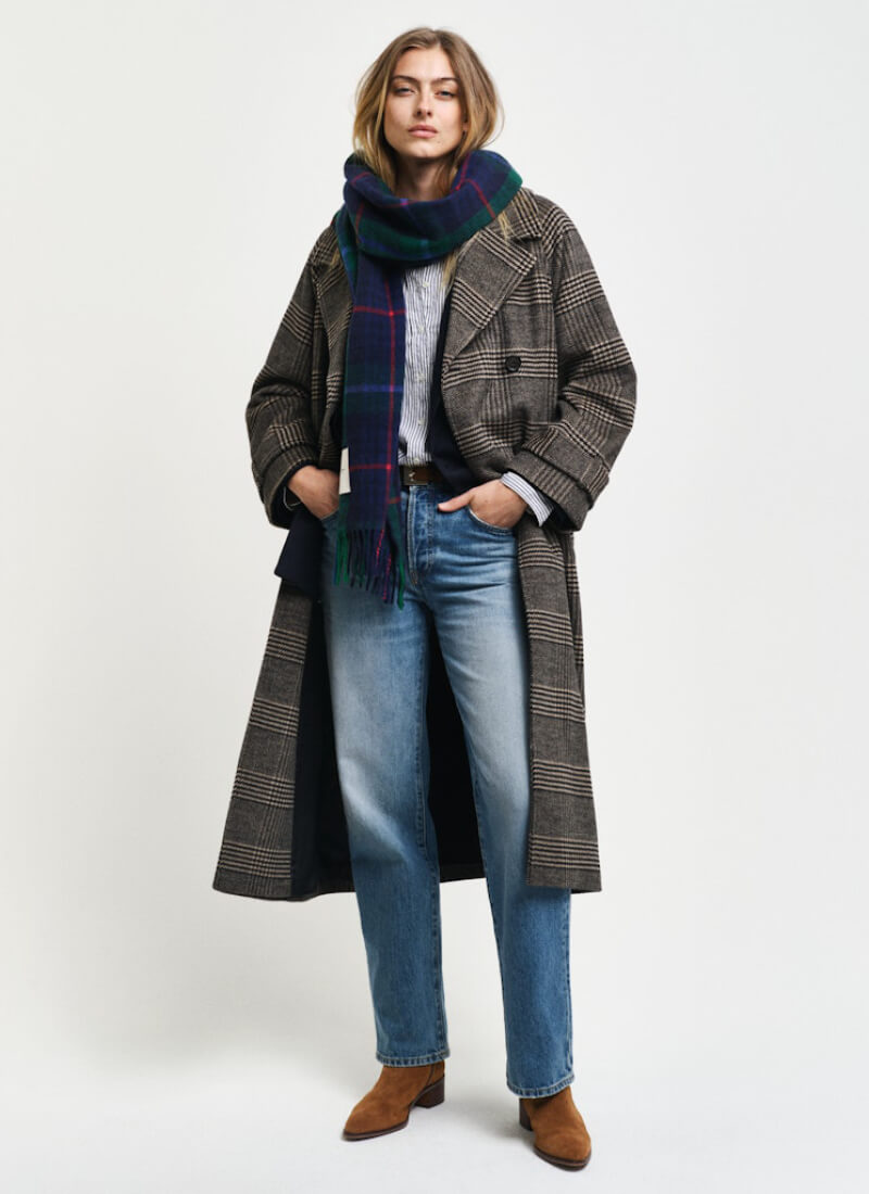 Gant checked wool trench coat 4751134