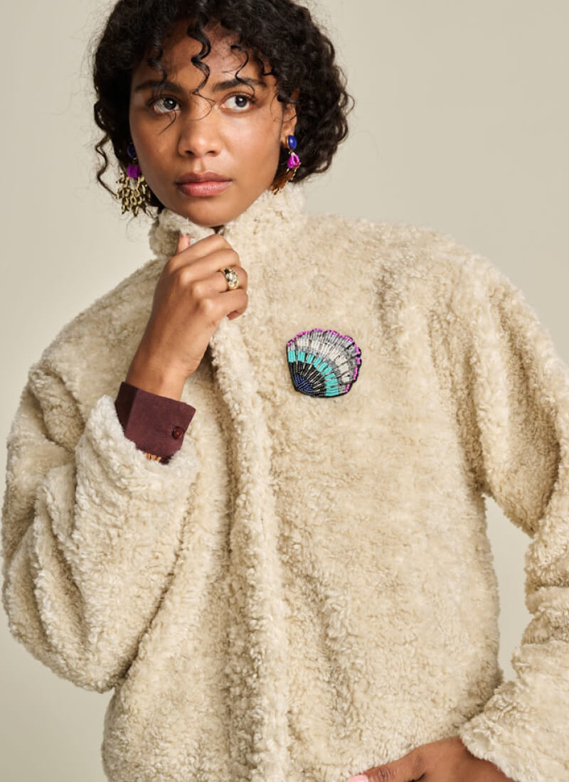Pom ecru teddy jacket SP8013