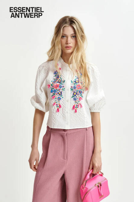 Essentiel Antwerp white bead embellished shirt Heartfelt