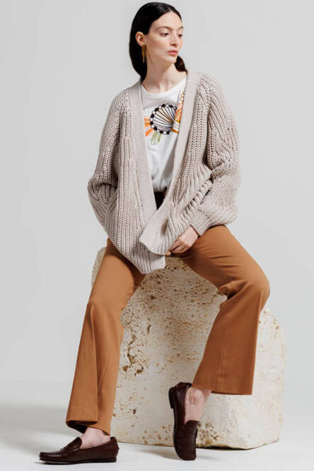 Diana Gallesi brown embroidered flower t-shirt G002R000570N