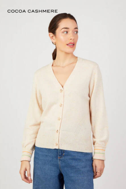 Featherweight cashmere cardigan – perfect for layering on cooler summer evenings